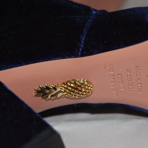 37/US7❤️Aquazzura Stretch Velvet Leather High Heels Ankle Boots Bootie ITALY - Picture 8 of 8